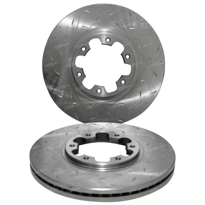 2 Drilled & Slotted Disc Rotors + Brake Pads for Navara D22 (2005–2015)