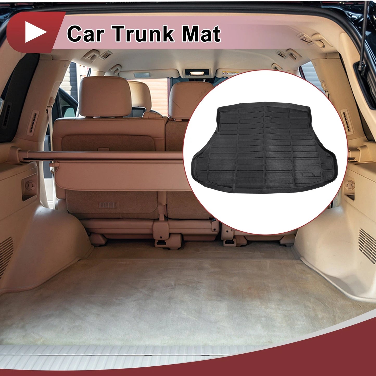 Cargo Liner Rear Trunk Mat for Honda Civic (2012–2015) Black TPE Long Grid