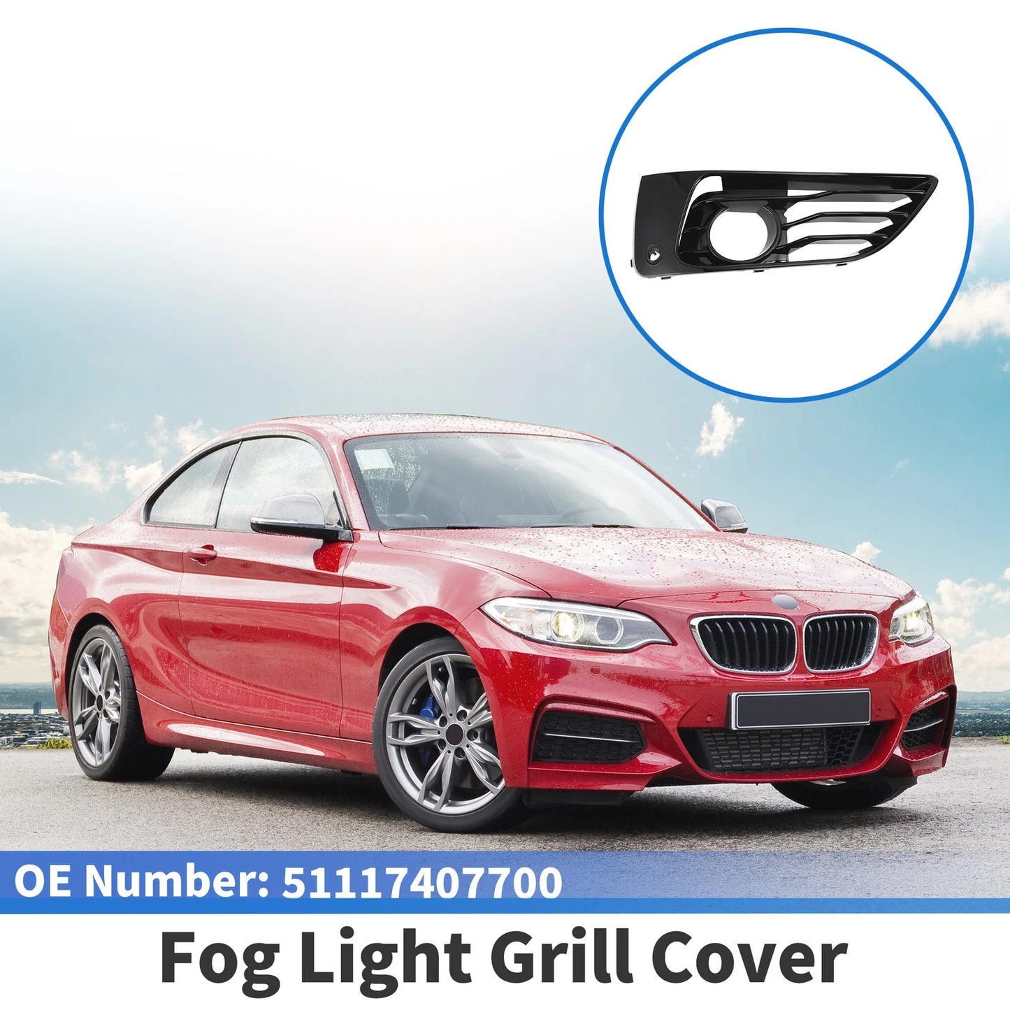 1 Pc Fog Light Grill for BMW 2 Series (2017–2020) No. 51117407700
