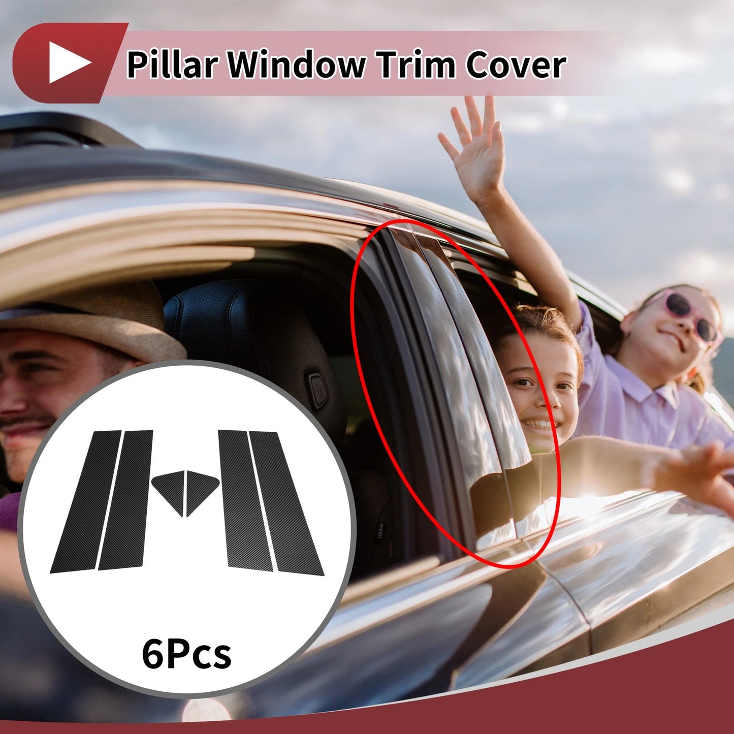 Door Pillar Window Trim for Chevrolet Trailblazer (2024–2025) Black Carbon Fiber