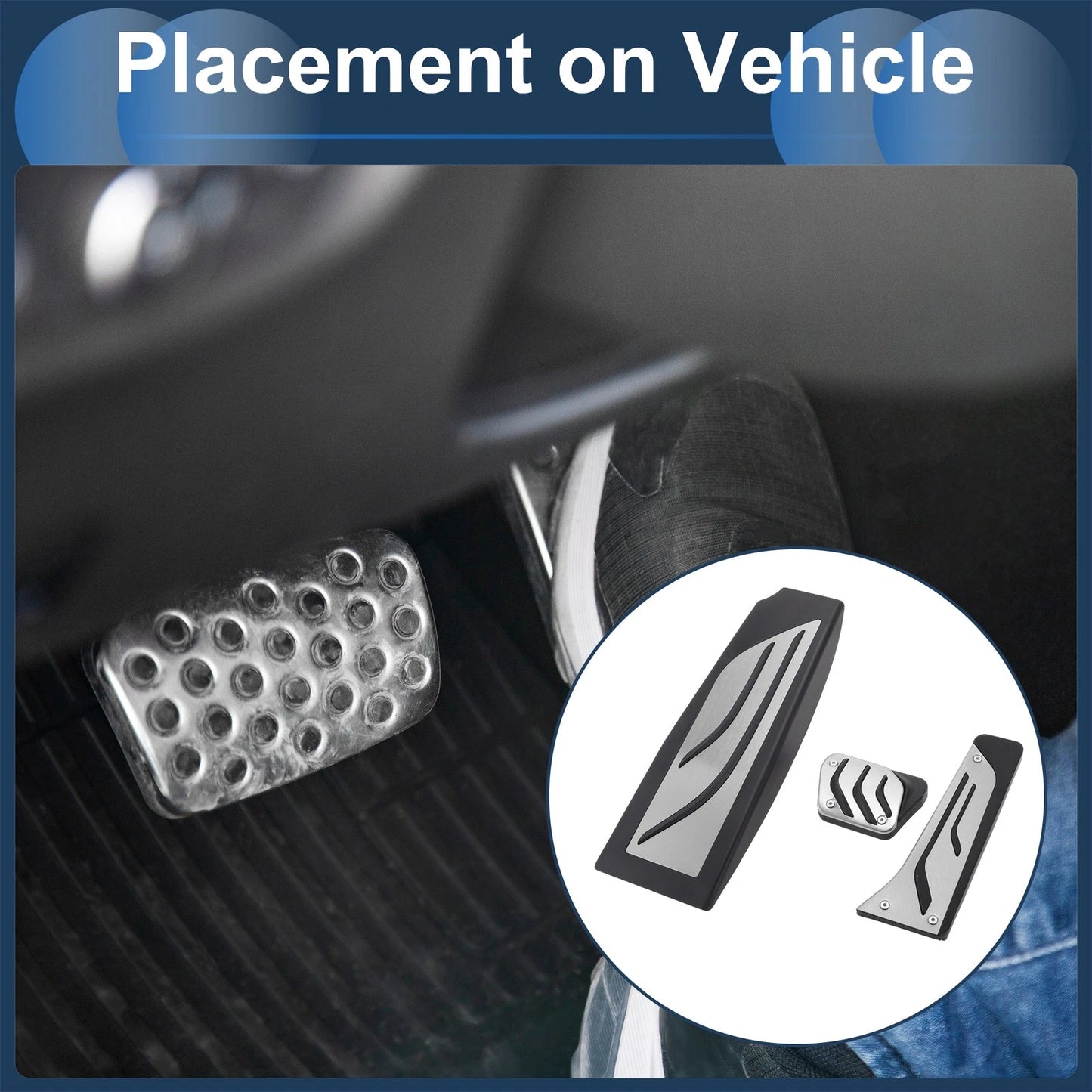 3 Pcs Automatic Foot Accelerator Pedal Covers for BMW 5 Series E60/E61 (2004–2010)