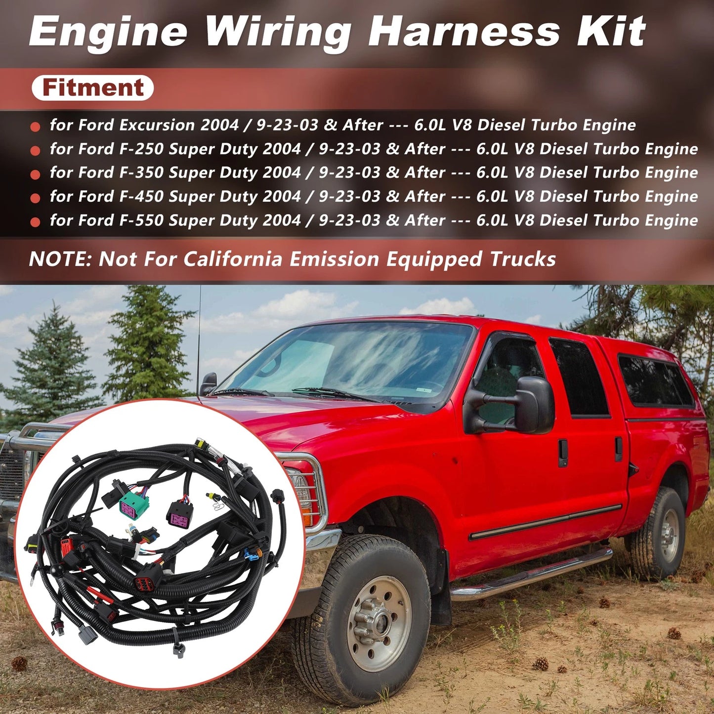 Engines Wiring Harness for Ford F250-F550 Super Duty 6.0L V8 (2004) 4C3Z-12B637-AA