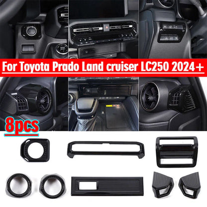 8Pcs Gloss Black interior Trim Cover for Toyota Prado Land cruiser LC250