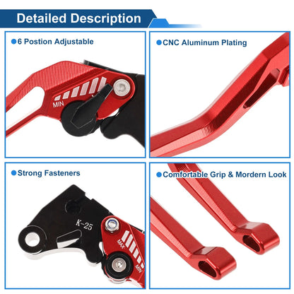 6-Speed Adjustable Brake Clutch Levers for Kawasaki Z400 (2019–2023) Red