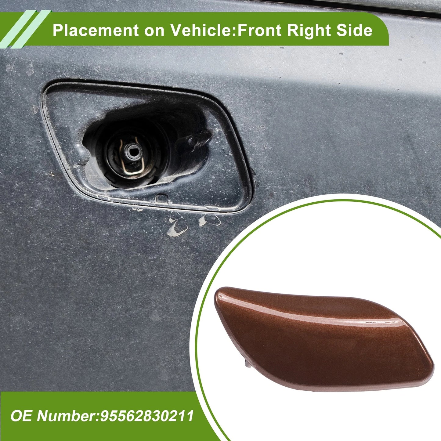 Right Washer Nozzle Cover Cap No. 95562830211 for Porsche Cayenne (2008–2010) Brown