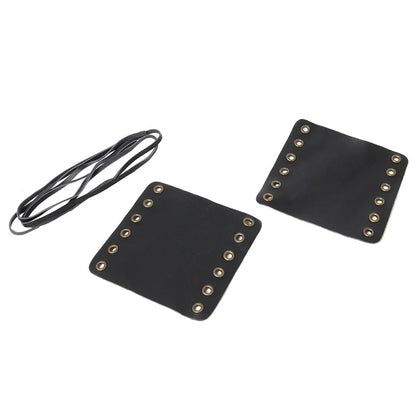 22mm Leather Hand Grip Covers for Universal Motorcycle - Black