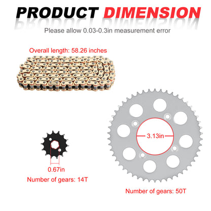 Sprocket Chain Set for Honda XR100R CRF100F (2004–2019) 14T/50T 428VM-X X-Ring