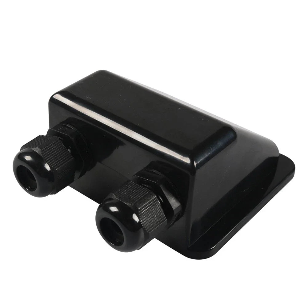 Double Wire Cable Entry Gland Box for Solar Panel RV Caravan Black