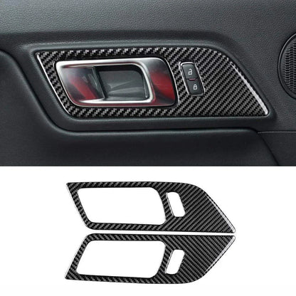 Carbon Fiber Interior Door Handle Trim Cover for Ford Mustang (2015-2022)