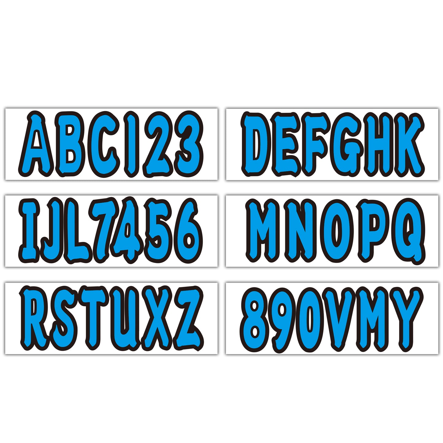 Set of 4 Boat Registration Letters Numbers Decals A-Z & 0-9 Blue