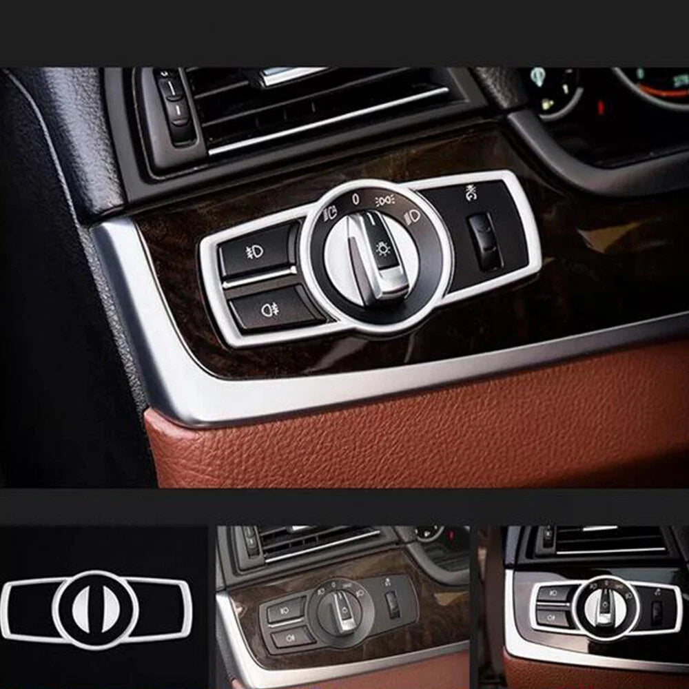 LED Headlight Switch Button Cover Trim for BMW 5 7 Series F10 F11 F01 F04 X3 (2010-2017)