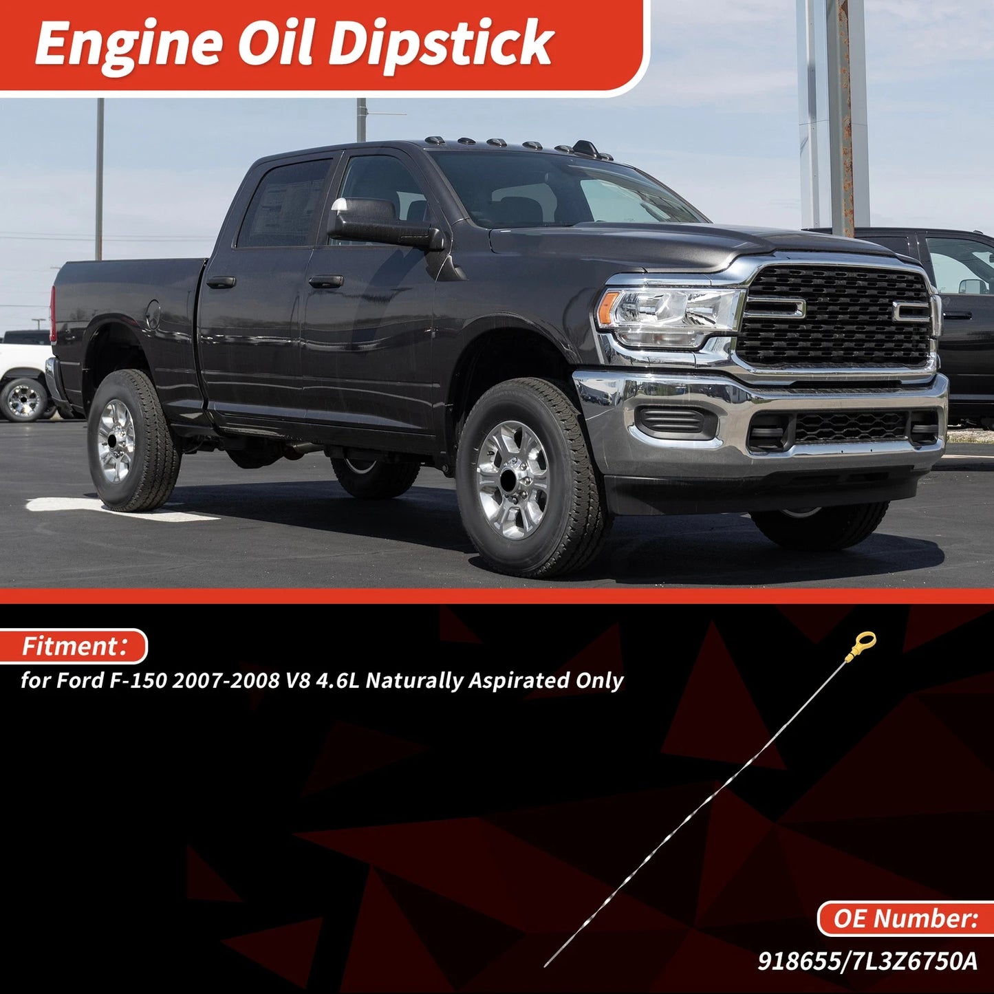 Oil Dipstick No. 918655 for Ford F-150 V8 4.6L (2007–2008) Yellow