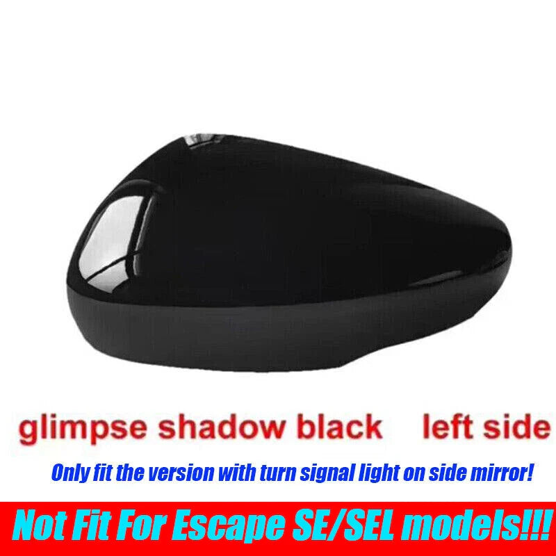 Left Black Turn Signal Hole Side Mirror Cover Cap for Ford Escape (2020–2021)