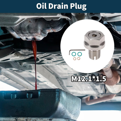 M12.1x1.5 Oil Drain Plug for Various Models (Includes Hex Key & Washers)