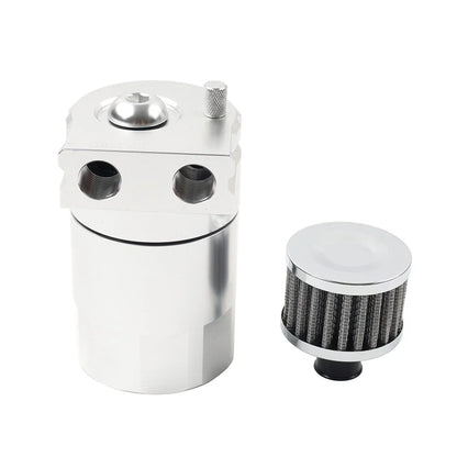 300ml Silver Baffled Engine Oil Catch Can Tank w/ Breather Filter for Universal