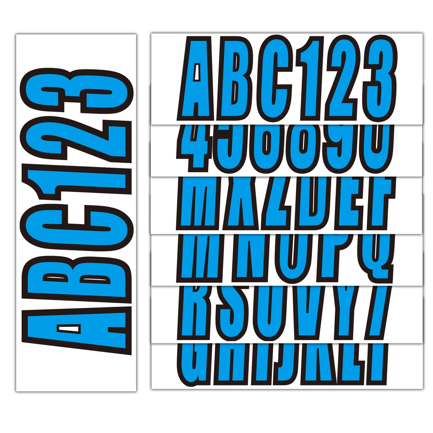 Set of 4 Blue Boat Registration Decal Stickers A-Z & 0-9