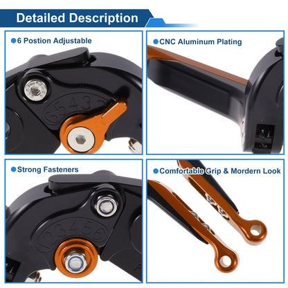 Adjustable Brake Clutch Levers for Kawasaki ZZR600 (2005–2009) Black Orange