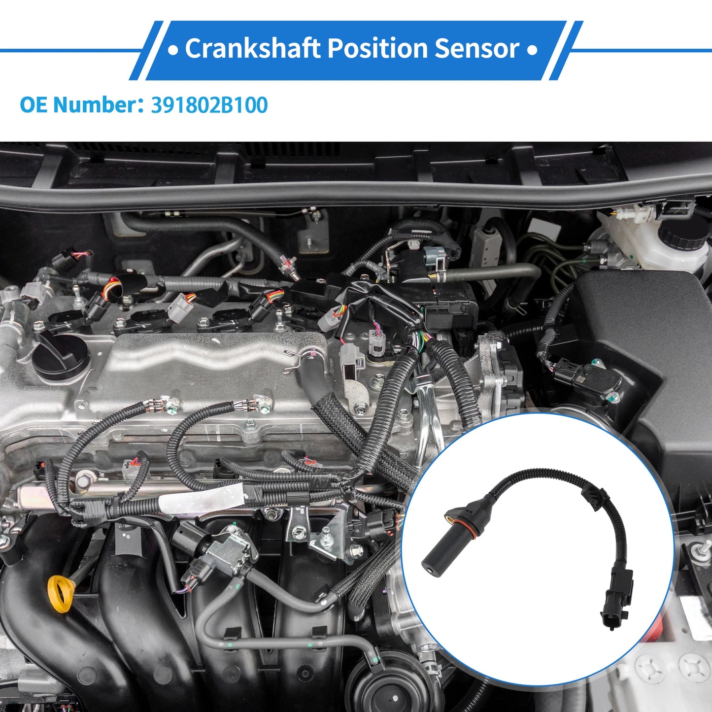 Crankshaft Position Sensor for Hyundai Veloster 1.6 GDI (2011–2017) No. 39180-2B100