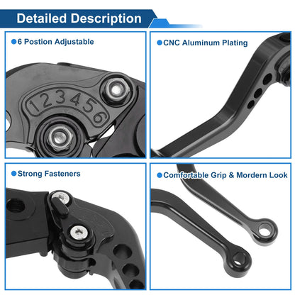 Adjustable Short Brake Clutch Lever for Kawasaki ZX-9R/ZX-9 (1994–1997) Black