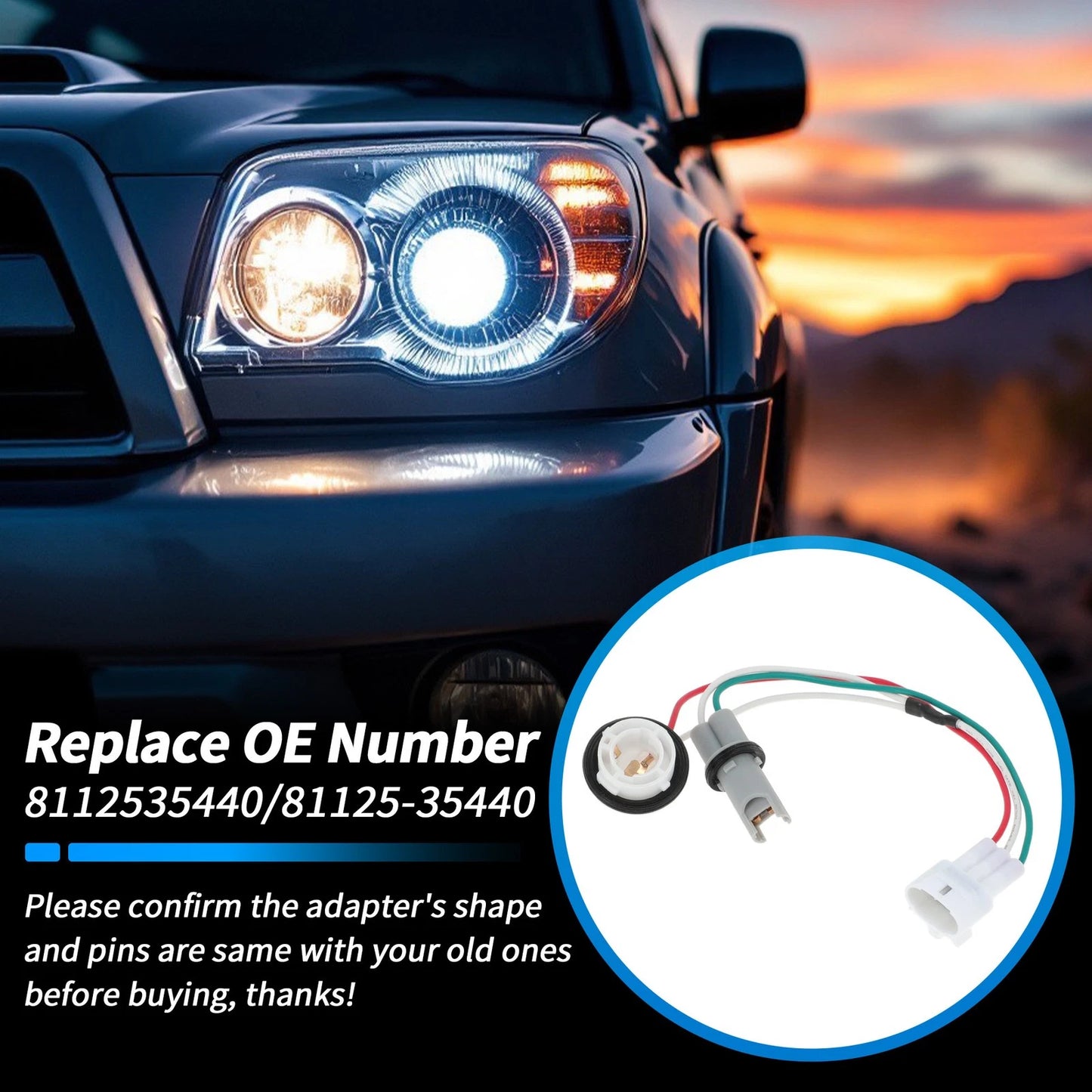 Headlight Bulb Socket Wiring Harness for Toyota 4Runner (2005–2009) No. 8112535440