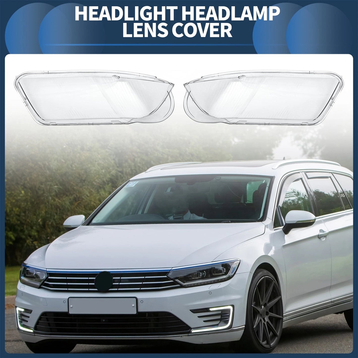 Pair Headlight Lens Covers for Volkswagen Passat B5.5 (2001–2005)