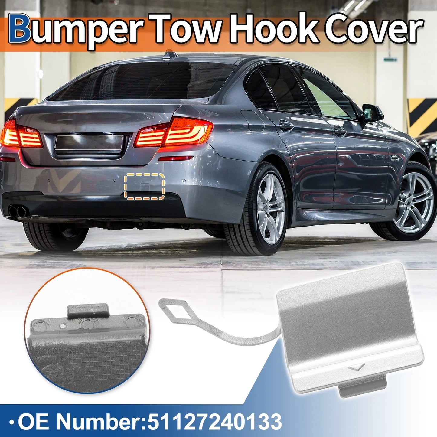 Rear Bumper Tow Hook Cover for BMW 5 Series F10 Titan Silver