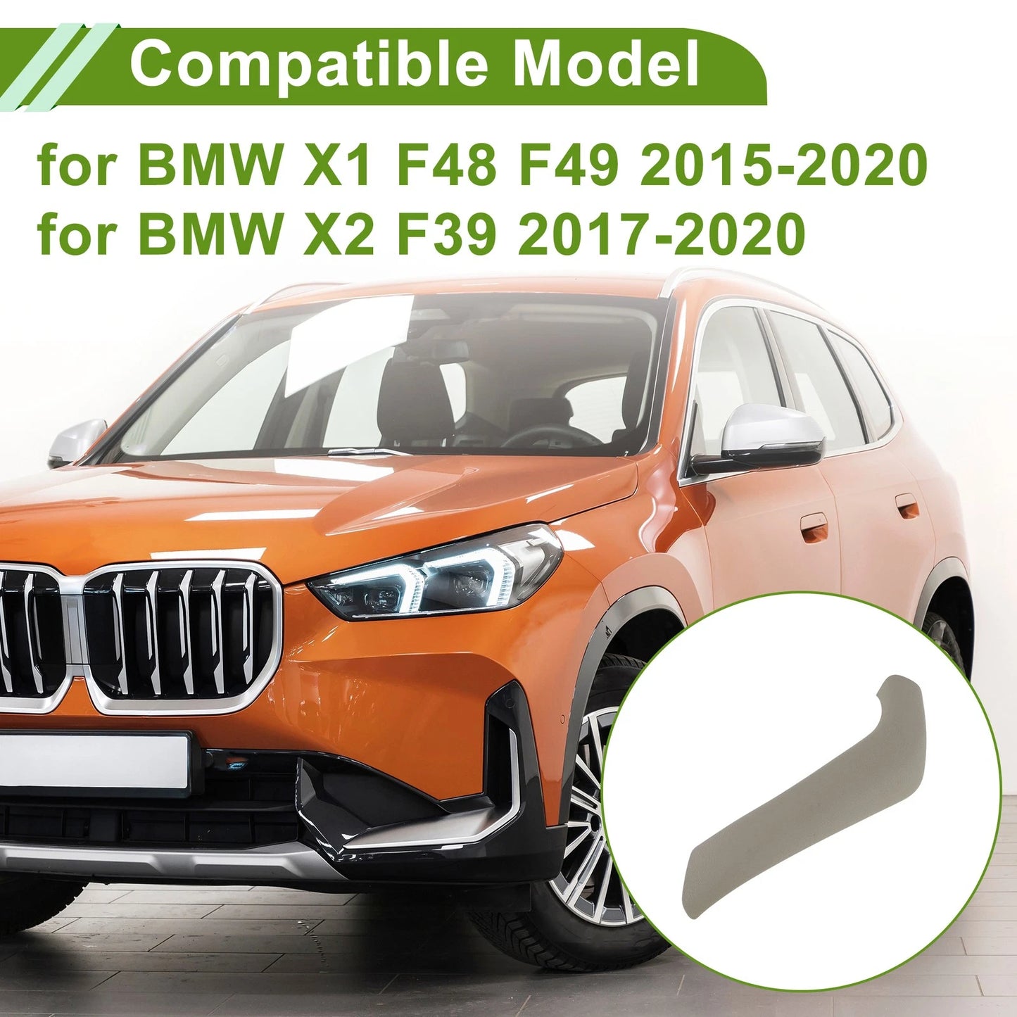 Door Panel Handle Pull Trim Cover for BMW X1 F48 F49 (2015–2020) No. 51417937876 Beige