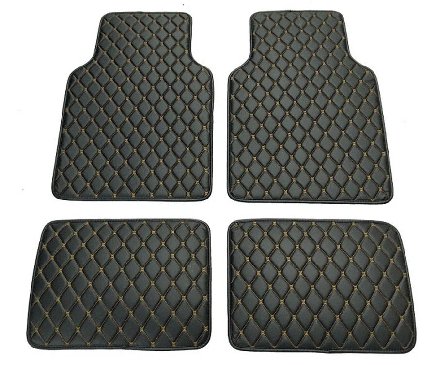 4 x Universal Black PU Leather Car Floor Mats Waterproof for All Models