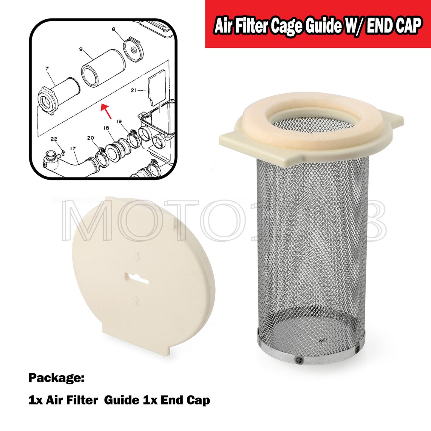 Air Filter Cage Guide & End Cap for Yamaha Big Bear 350 (1987–1999)