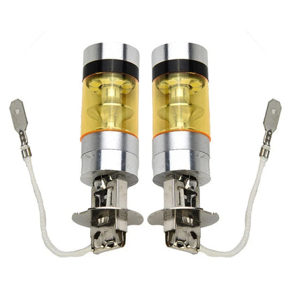 2 x H3 100W 2828SMD LED Car Fog Light Tail Lamps Bulbs Yellow 12-24V