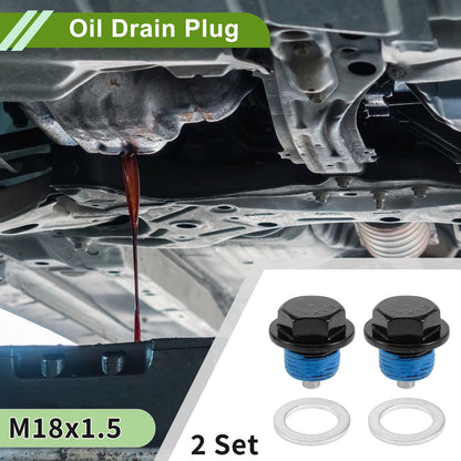Set of 2 M18x1.5 Aluminum Oil Drain Plug with Gasket for Car Motorcycle