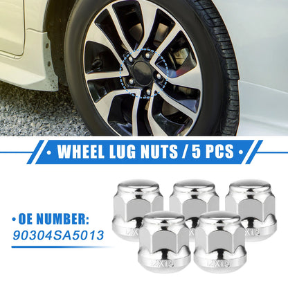 Set of 5 Wheel Lug Nuts for Honda Accord Civic (M12x1.5)