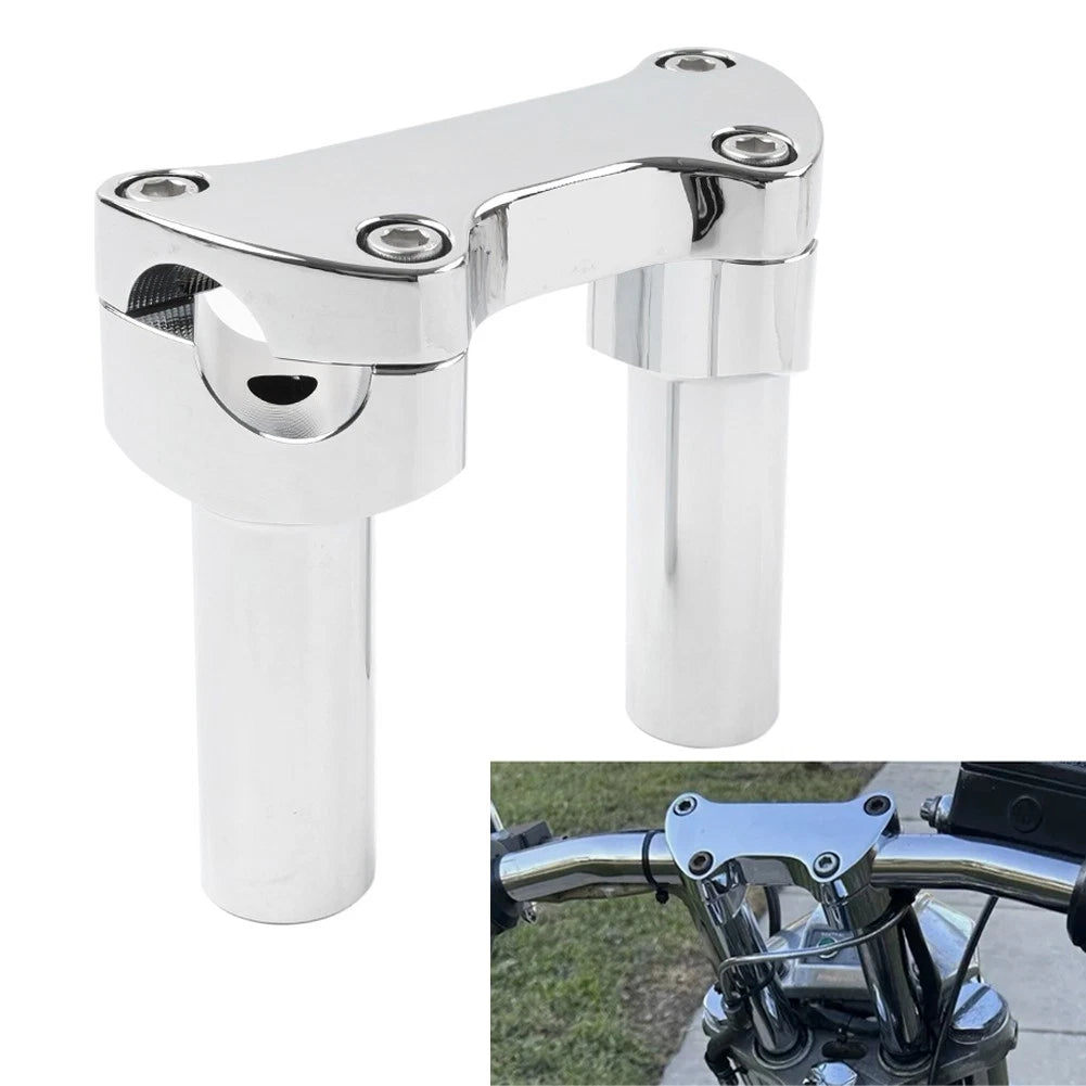 4" Handlebar Risers & 1" Top Clamp for Harley Softail, Dyna, Road King, Sportster