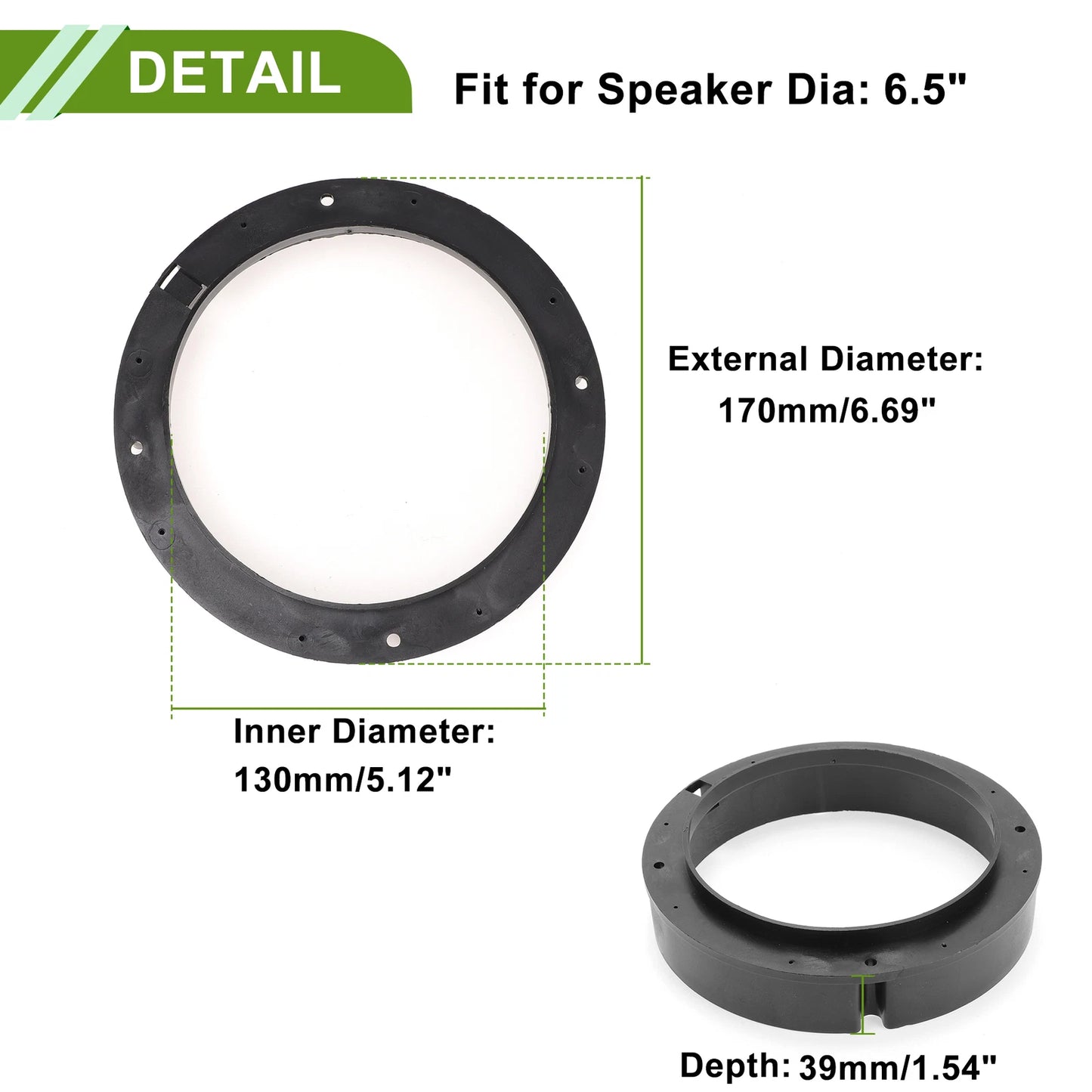 2X Speaker Spacer Ring Adapter for Volkswagen Golf