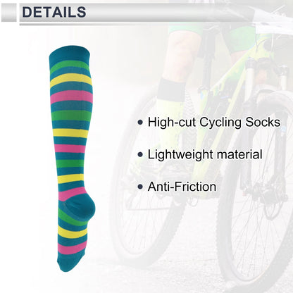 Cycling Socks Anti-friction Size S-M High-cut Green Yellow Red