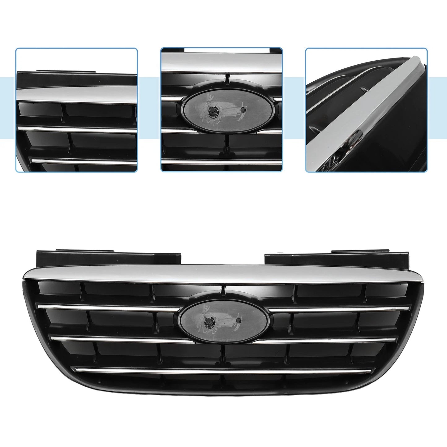 Front Upper Bumper Grille for Hyundai Elantra (2017–2020) Black Chrome