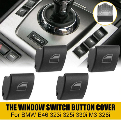 4 x Car Window Switch Button Caps for BMW E46 323i 325i 330i M3 328i (1998-2006)