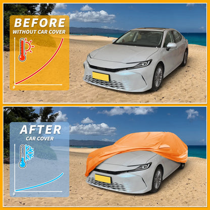 Waterproof Car Cover for Toyota Camry (210D-PU, Orange)
