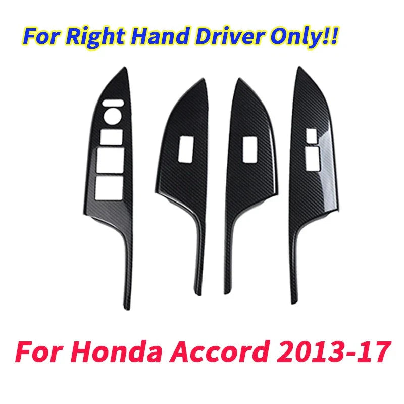 RHD 4pcs Carbon Fiber Window Lift Panel Trim for Honda Accord (2013–2017)