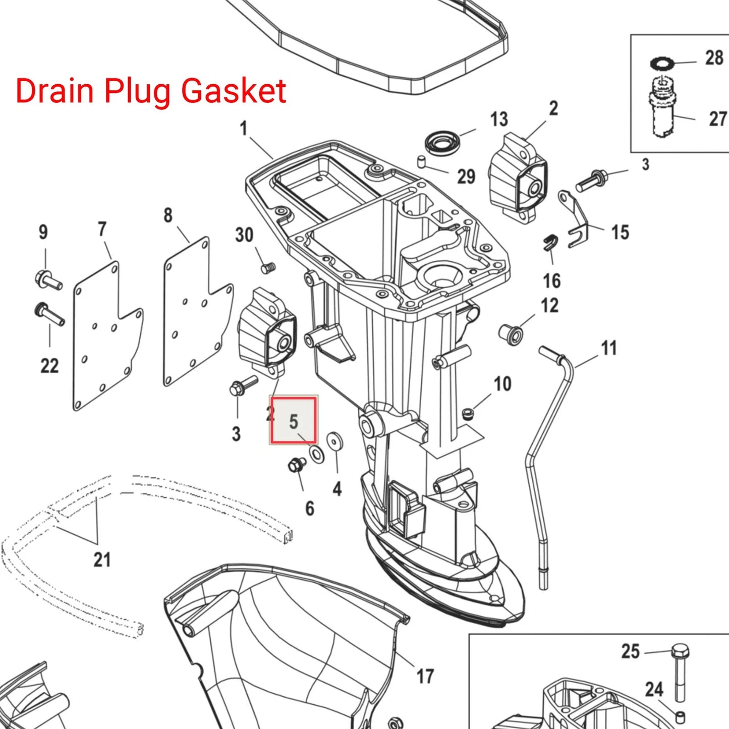 Drain Plug Gasket for Mercury Outboard (12-191832, 27-828816)
