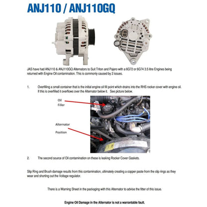 Alternator for Mitsubishi Triton MK V6 3.0L 6G72 Petrol (1996 - 2006)