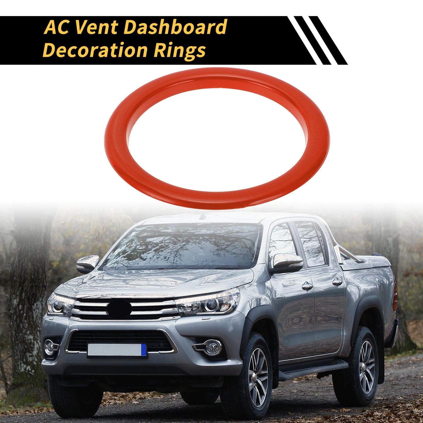 Set of 4 AC Vent Dashboard Decoration Rings for Toyota Tundra (2014–2021) Orange