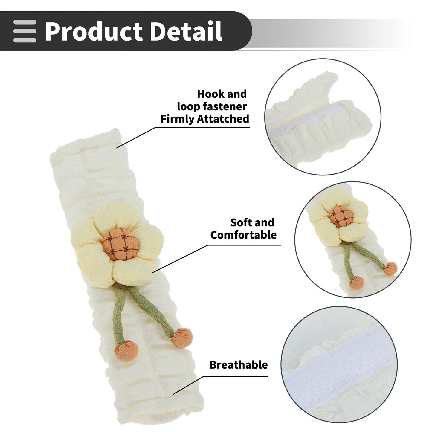 Set of 2 Light Yellow Seat Belt Cover Pads for Universal Fit (24.5cm)