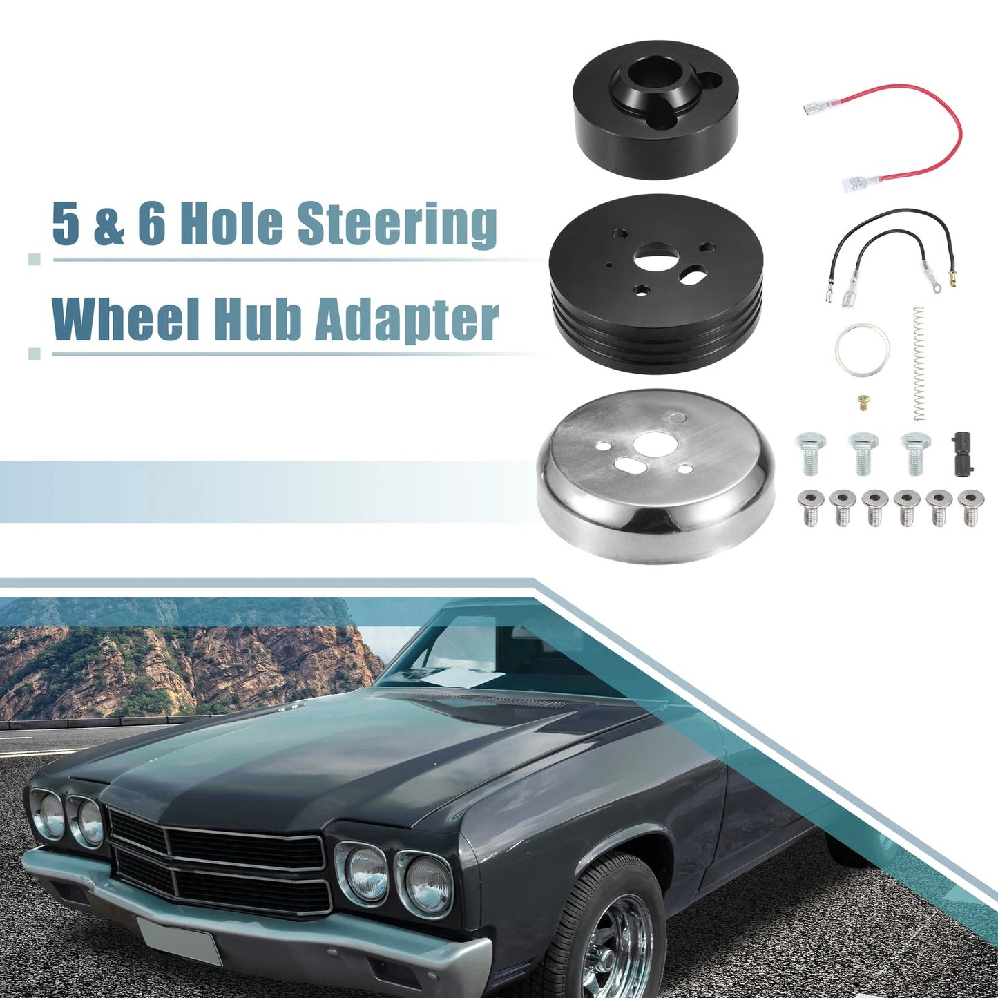 5 & 6 Hole Billet Steering Wheel Hub Adapter for Chevy GM (Year Range)