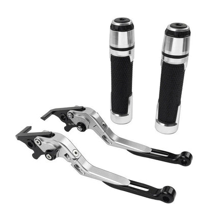 Silver Extendable Brake Clutch Levers & Handlebar Grips for Kawasaki Z900RS (2018-2023)