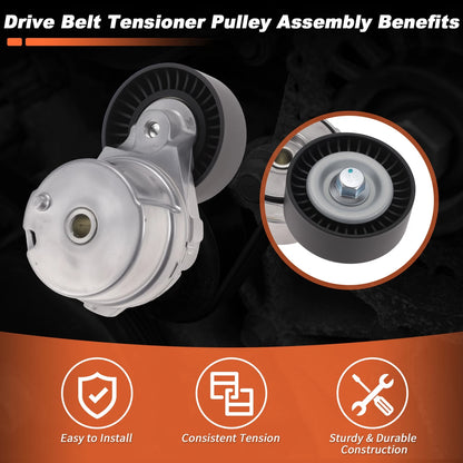 Drive Belt Tensioner Assembly with Pulley for Ford Mustang F-150 (BR3E6B209HC)