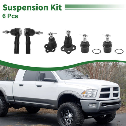 Set of 6 Front Outer Tie Rod Ends & Ball Joints for Dodge Dakota (2000–2004)