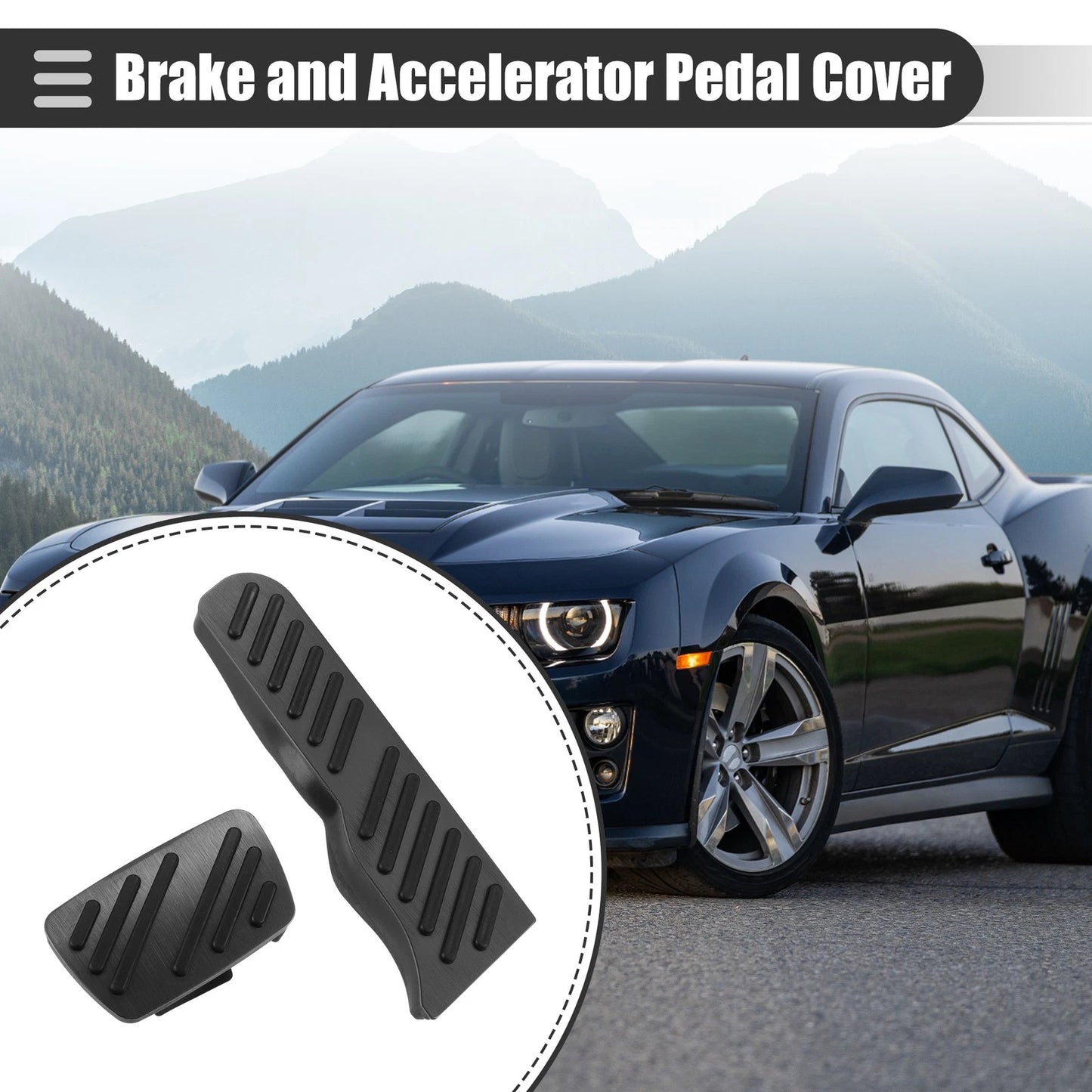 Set of 2 Brake Accelerator Pedal Covers for Chevrolet Camaro (2016–2023) Black