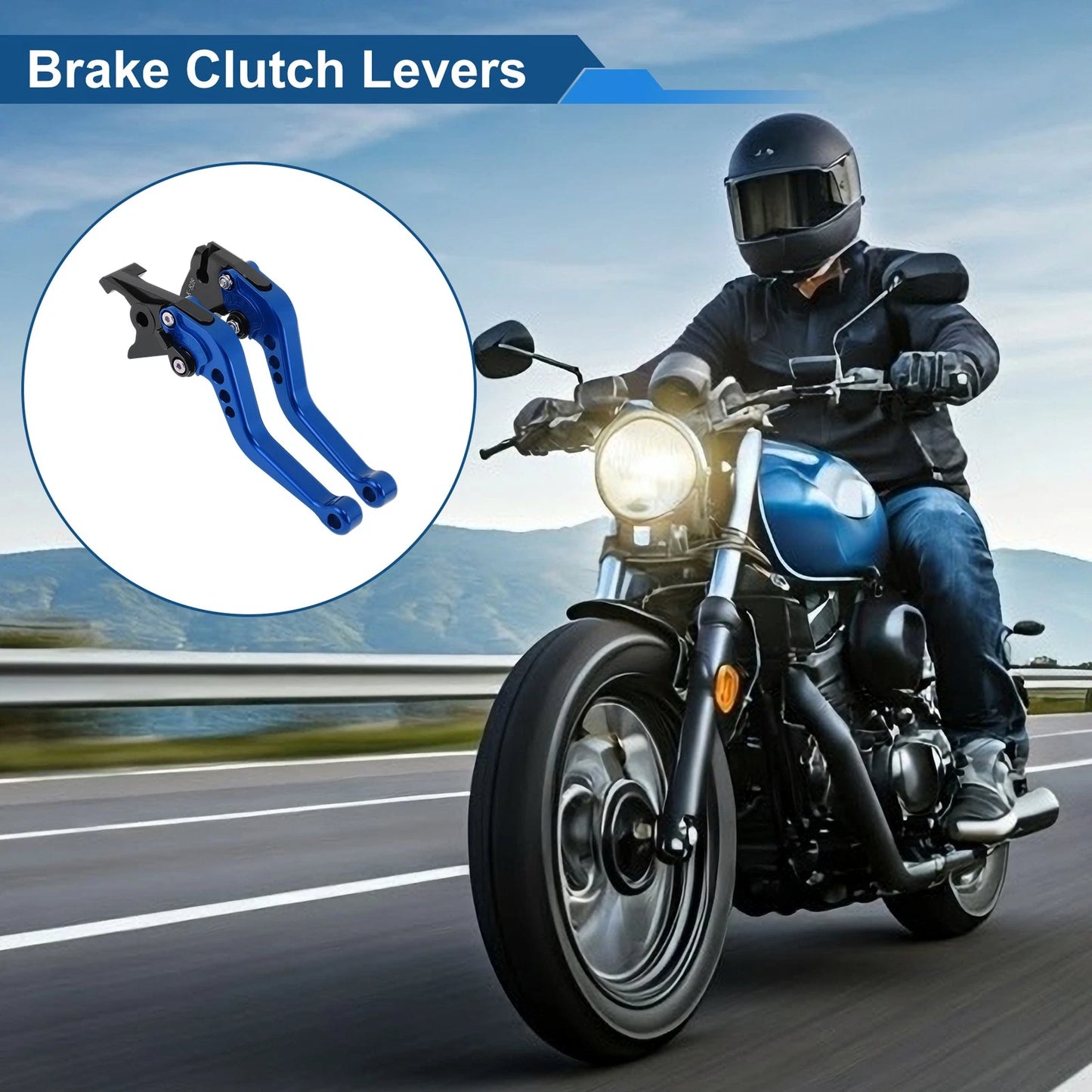 Adjustable Short Brake Clutch Levers for Kawasaki ZX6R/ZX636R/ZX6RR (2000–2004) Blue
