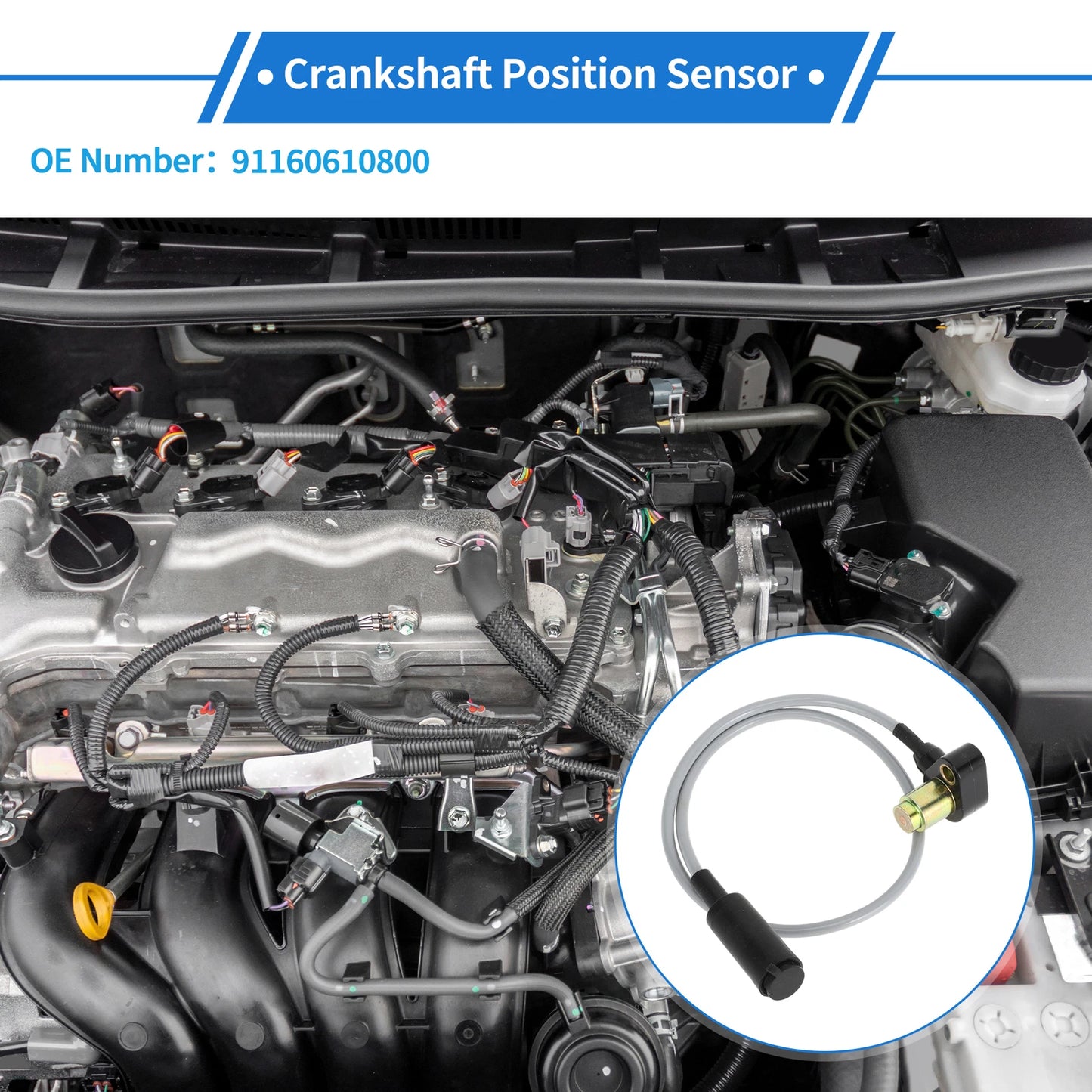 Crankshaft Position Sensor for Porsche 928 911 944 (No. 91160610800)